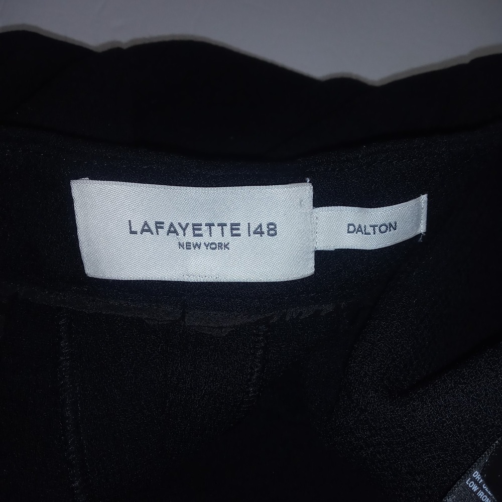 LAFAYETTE 148 sz 16 Dalton Wool Crepe Black Wide Leg Trousers Pants act 36" x29" - Picture 8 of 9